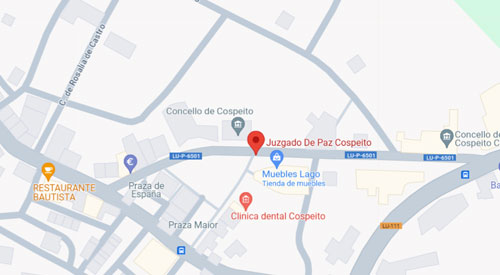 mapa Registro Civil Juzgado de Paz de Cospeito Lugo
